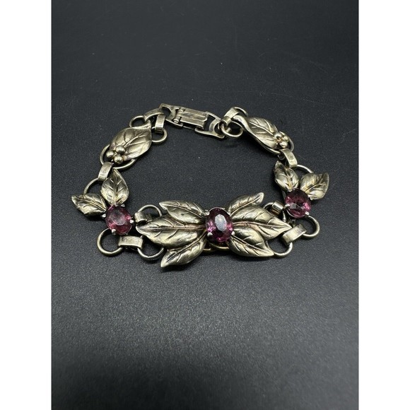 Vintage Signed Raleigh Sterling Silver Rose Yellow GF Floral 6.5” Bracelet 16G - Picture 5 of 13